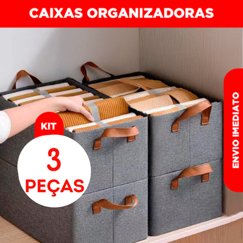 Caixa Organizadora Dobrável 25L com Alças – Kit com 2, 3 ou 4 Unidades para Organizar com Estilo e Economia de Espaço!