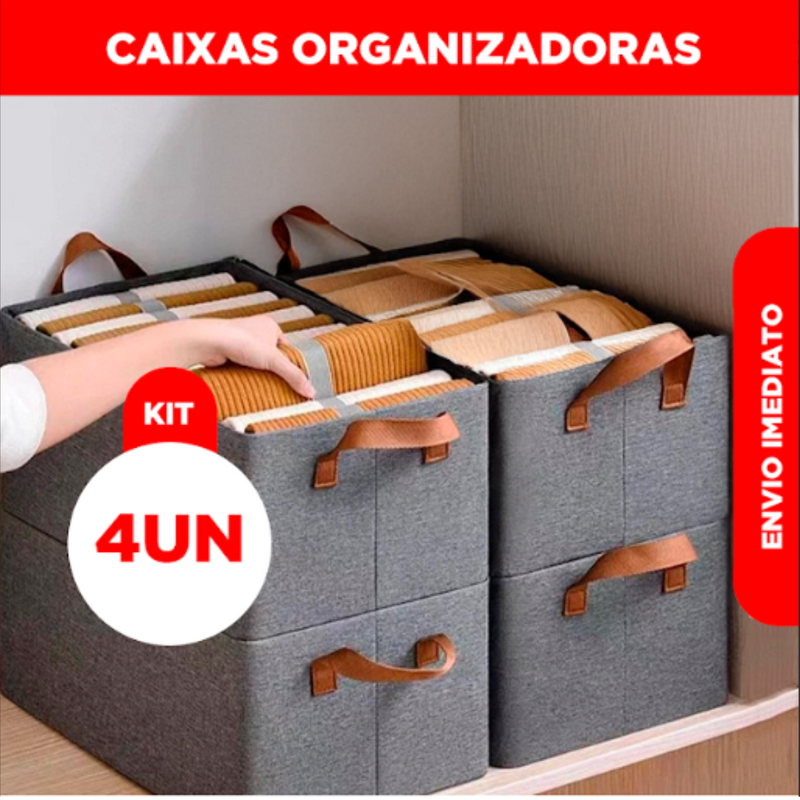 Caixa Organizadora Dobrável 25L com Alças – Kit com 2, 3 ou 4 Unidades para Organizar com Estilo e Economia de Espaço!