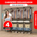 Arara Cabideiro com Sapateira e 10 Prateleiras – 4 Colunas, Super Resistente e Espaçosa para Closet e Quarto!