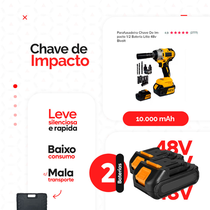 Furadeira e Parafusadeira de Impacto 48V Bivolt – Potência Profissional para Qualquer Trabalho!