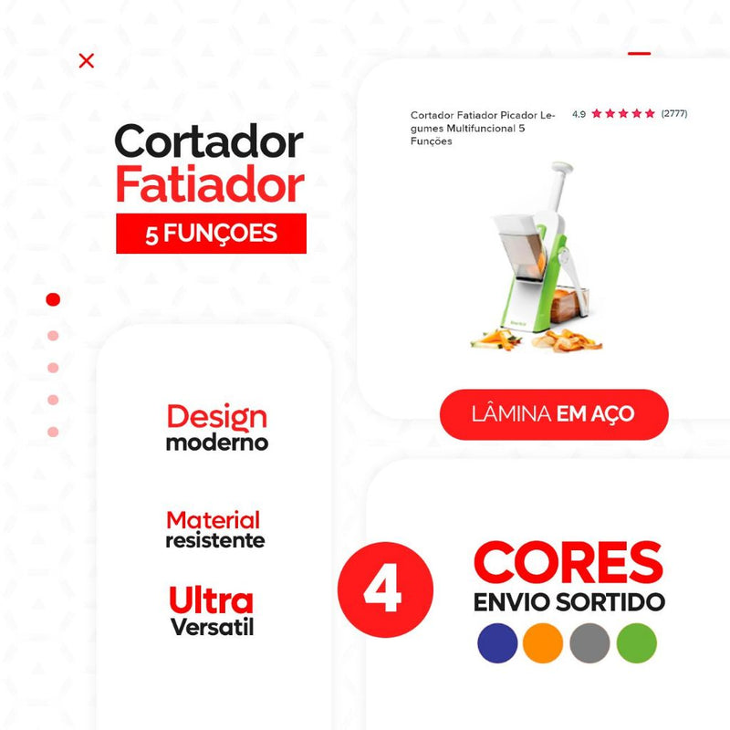 Cortador e Fatiador Multifuncional com Lâminas Inox – 8 Tipos de Corte para Cozinhar com Agilidade e Precisão!
